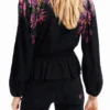 Digitale bloemenprint wikkelblouse