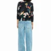 Dunne trui met plantenprint