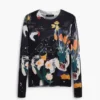 Dunne trui met plantenprint
