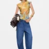 Elastische lange denim broek