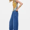 Elastische lange denim broek