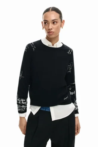 Fijne jersey met letters