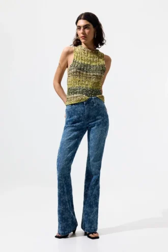 Flared denim broek