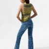 Flared denim broek