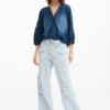Geborduurde ballonblouse