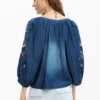Geborduurde ballonblouse