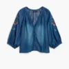 Geborduurde ballonblouse