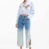 Geborduurde culotte-Jeans