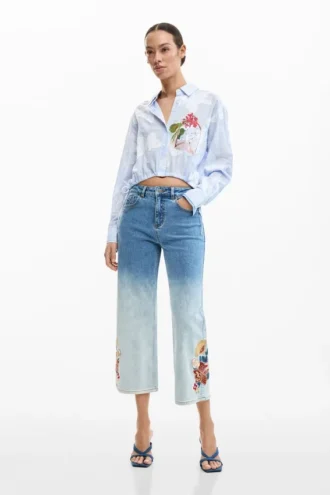 Geborduurde culotte-Jeans