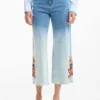 Geborduurde culotte-Jeans