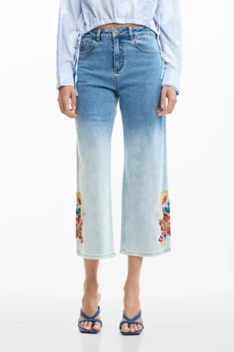 Geborduurde culotte-Jeans