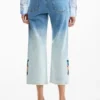 Geborduurde culotte-Jeans