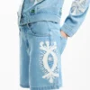 Geborduurde denim Bermuda’s