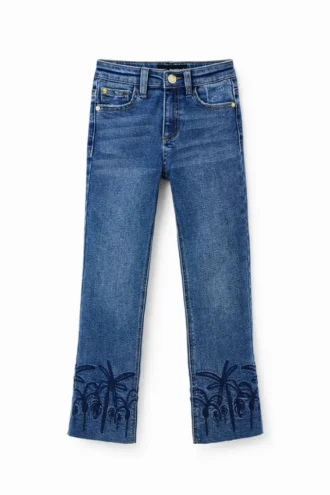 Geborduurde lange flare-Jeans