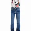 Geborduurde lange flare-Jeans