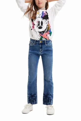 Geborduurde lange flare-Jeans