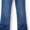 Geborduurde lange flare-Jeans
