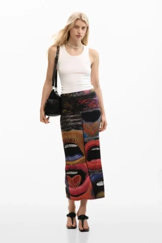 Gebreide rok met print