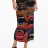 Gebreide rok met print