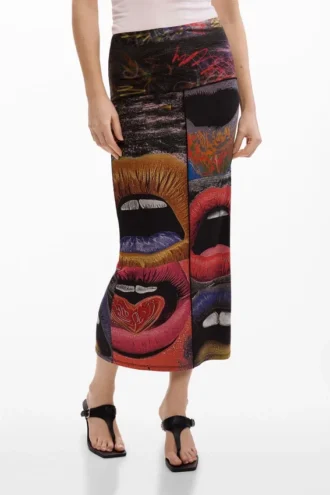 Gebreide rok met print