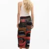 Gebreide rok met print