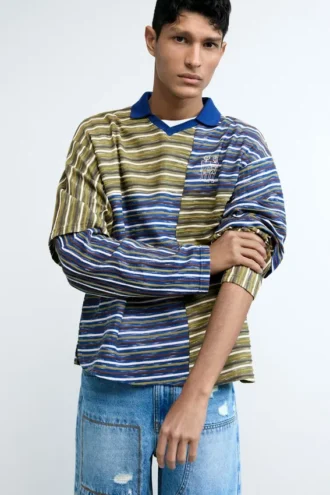 Gecombineerd gestreept T-shirt
