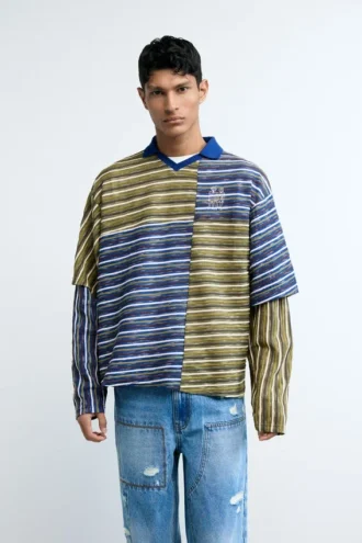 Gecombineerd gestreept T-shirt