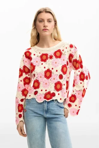 Gehaakte bloemtrui