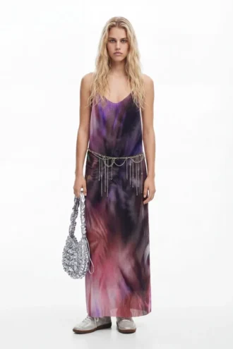 Geplooide jurk met bloemenprint