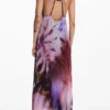 Geplooide jurk met bloemenprint