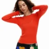 Geribbeld T-shirt met logo