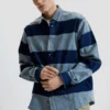 Gestrept denim overhemd