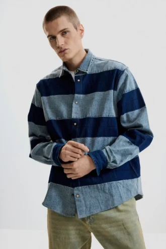Gestrept denim overhemd