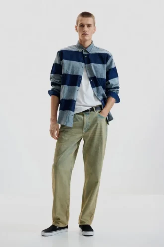 Gestrept denim overhemd