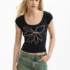 Getailleerd T-shirt met bloemenprint