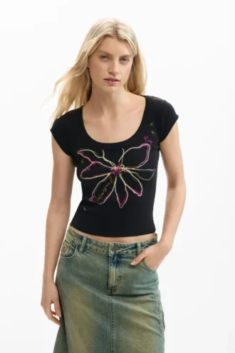 Getailleerd T-shirt met bloemenprint