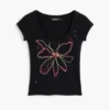 Getailleerd T-shirt met bloemenprint