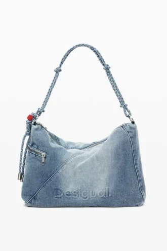 Grote denim tas met bedeltjes