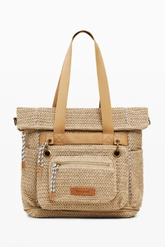 Grote modulaire raffia-rugzak