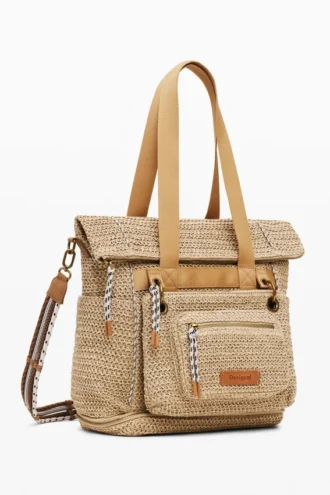 Grote modulaire raffia-rugzak