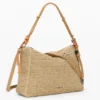 Grote raffia tas met bedeltjes