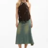 Halterblouse met applicaties