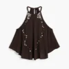 Halterblouse met applicaties