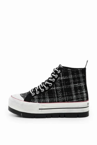 Hoge sneakers met platformzool in tartan