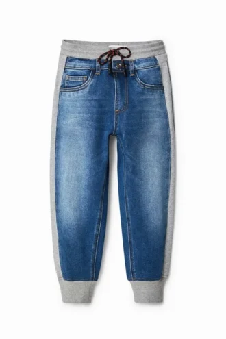 Hybride denim joggingbroek