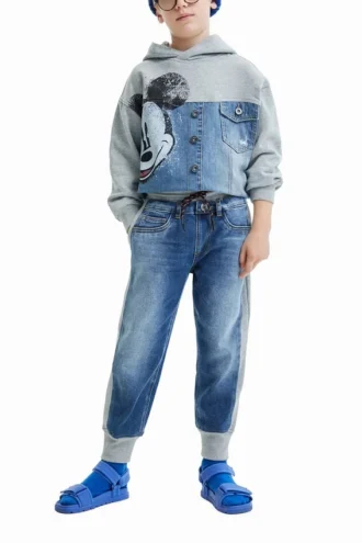 Hybride denim joggingbroek