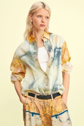 Hybride denim overhemd