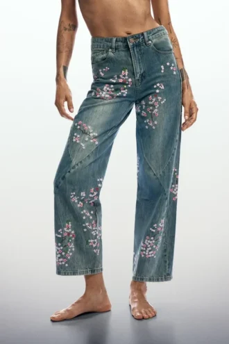 Jeans met bloemenprint