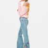 Jeans met bloemenstiksels