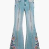 Jeans met bloemenstiksels